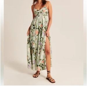 Abercrombie ruched crinkle maxi dress